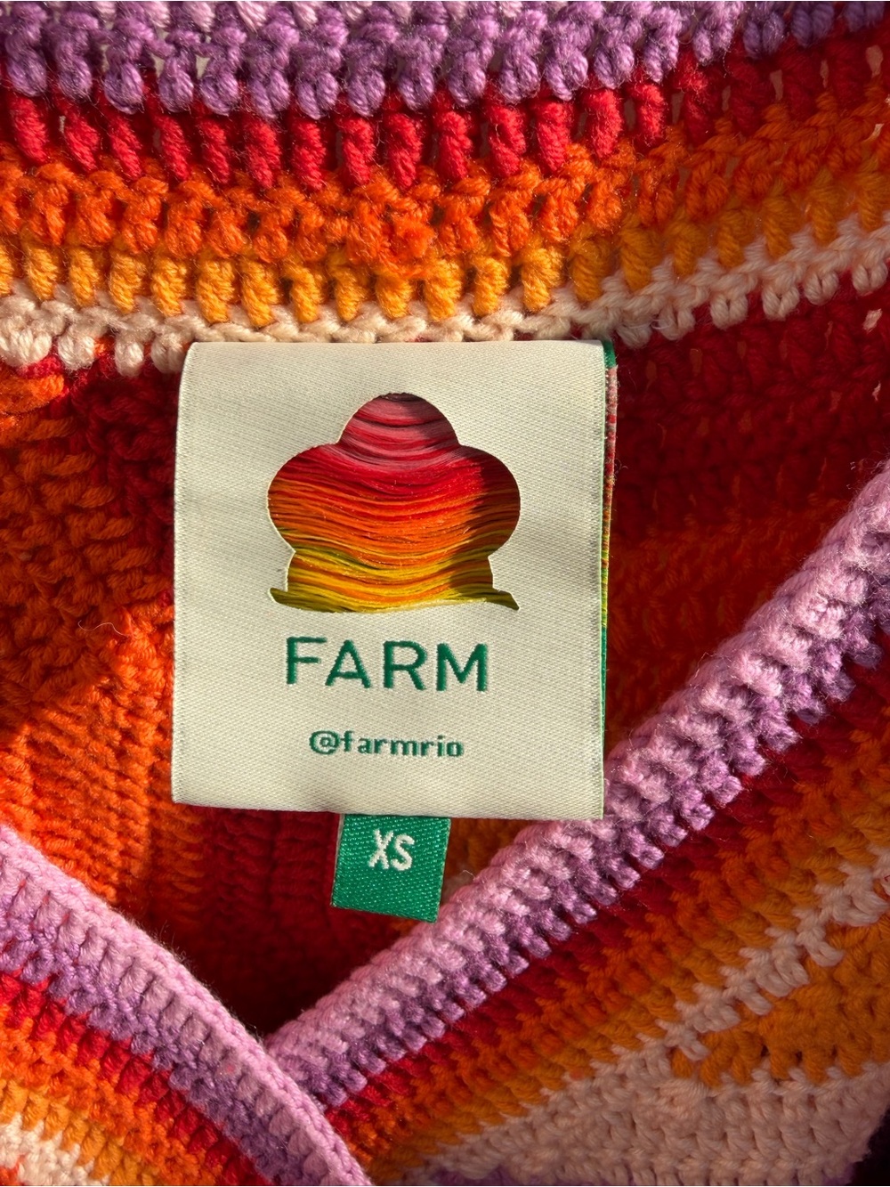 FARM Rio Crochet Belted Wrap Dress in Red, Orange, Pink, Purple & Cream - Picture 3 of 5